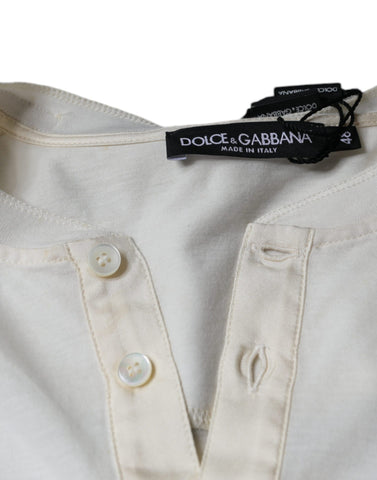 Dolce & Gabbana Off White cotton short-sleeve T-shirt with a simple crew neck, displayed flat on a white background.