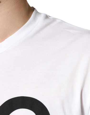 White cotton casual T-shirt with Dolce & Gabbana DG logo print, comfortable and stylish for everyday wear.