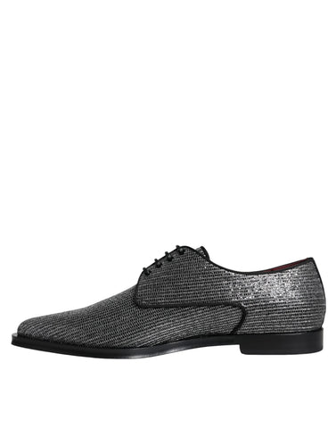 Silver polyurethane derby formal dress shoes by Dolce & Gabbana with sleek design and polished finish.