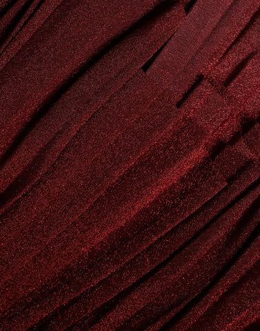 Red Dolce & Gabbana one-shoulder pleated A-line mini dress, featuring a stylish design and elegant silhouette.