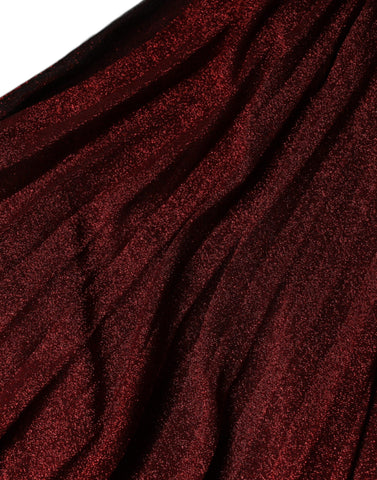 Red Dolce & Gabbana one-shoulder pleated A-line mini dress with a stylish silhouette and elegant design.