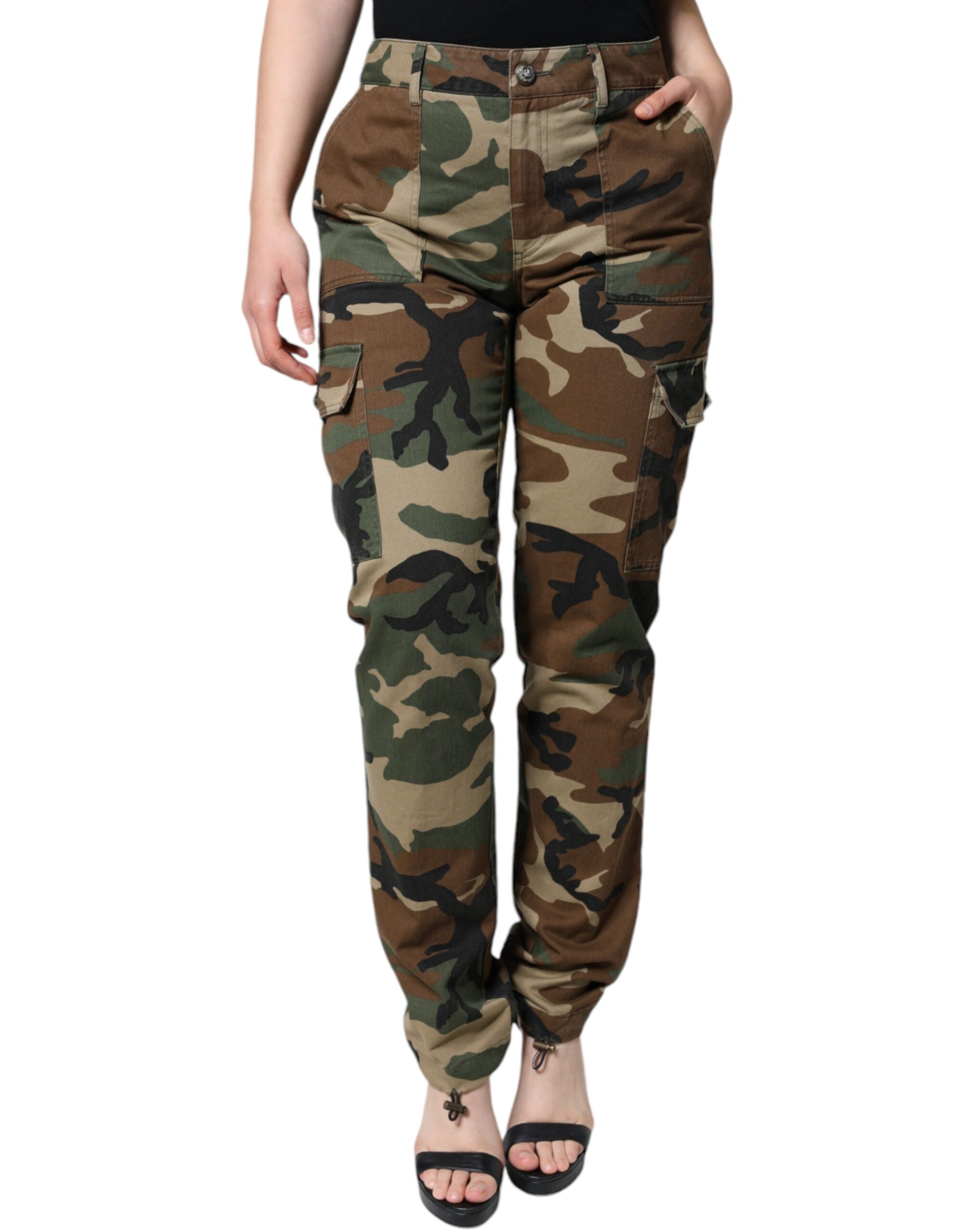 Multicolor camouflage cargo pants by Dolce & Gabbana featuring multiple pockets and a relaxed fit.