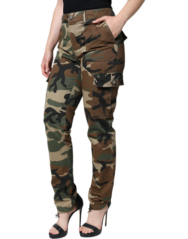 Multicolor camouflage cargo pants by Dolce & Gabbana featuring multiple pockets and a relaxed fit.