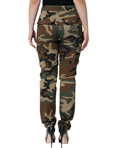 Multicolor camouflage cargo pants by Dolce & Gabbana featuring multiple pockets and a relaxed fit on a neutral background.