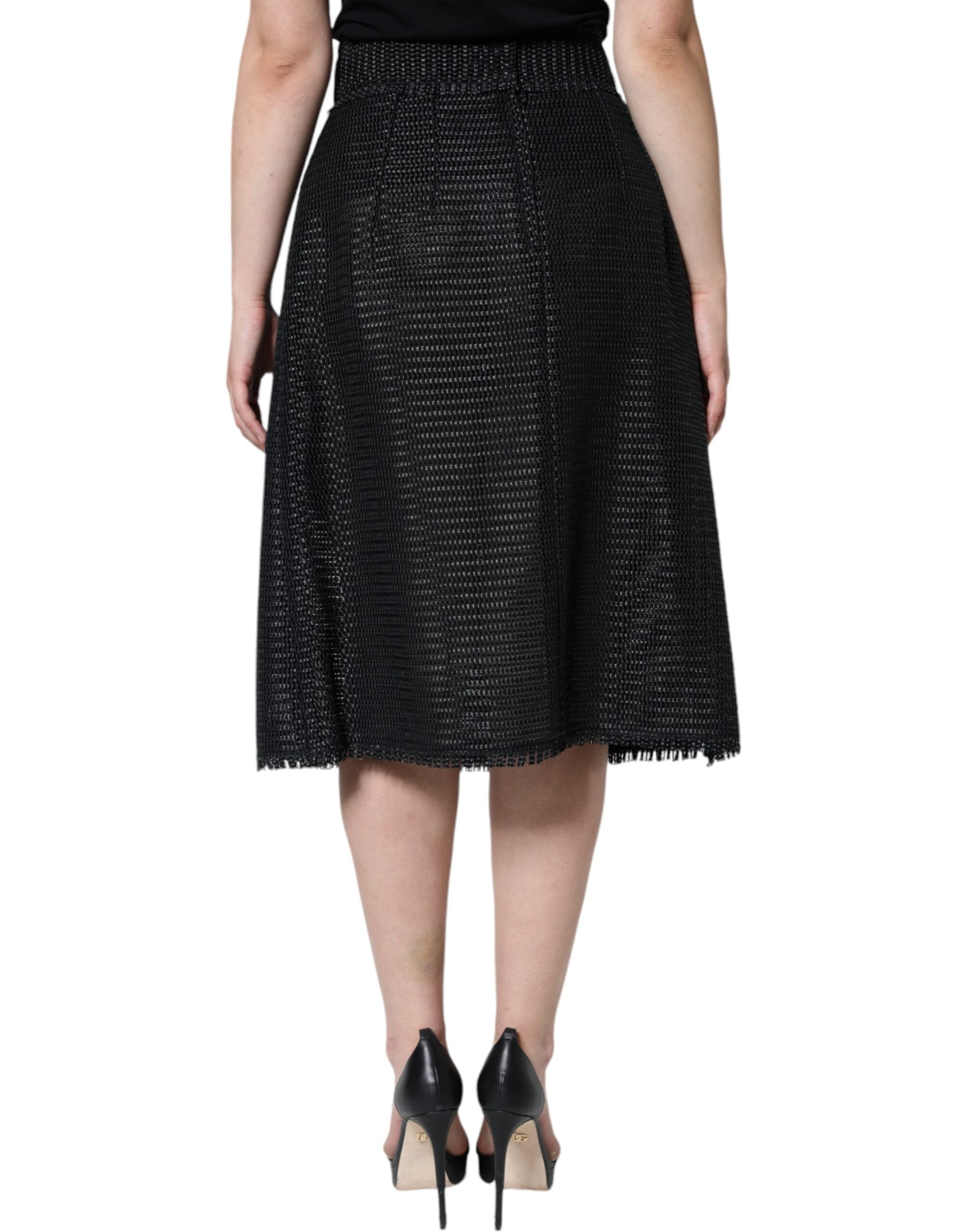 Black viscose high waist pencil skirt by Dolce & Gabbana, shown with a fitted silhouette and sleek design.