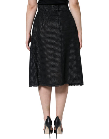 Black viscose high waist pencil skirt by Dolce & Gabbana, shown with a fitted silhouette and sleek design.