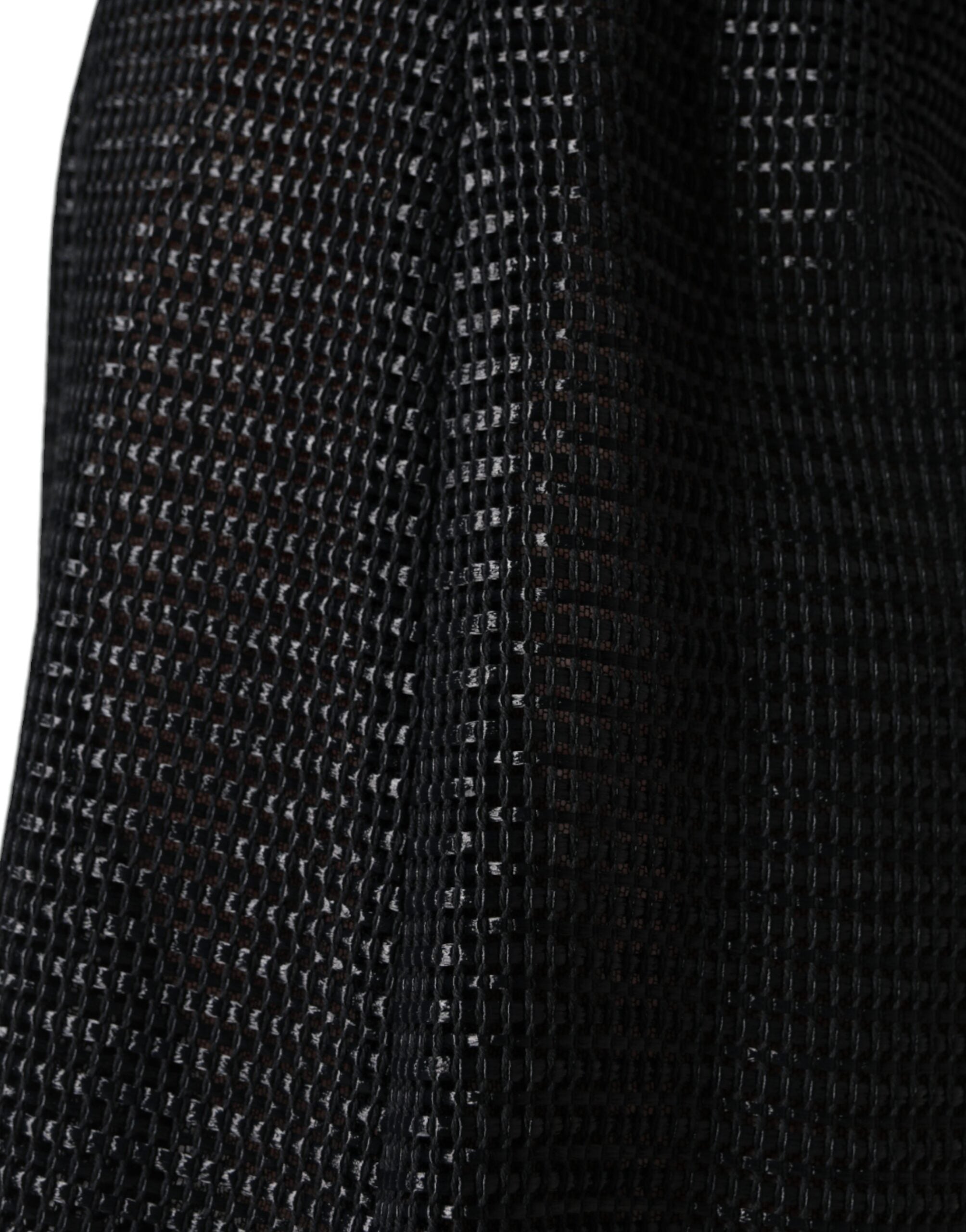 Black viscose high waist pencil skirt by Dolce & Gabbana, shown on a model, featuring a sleek, fitted silhouette.