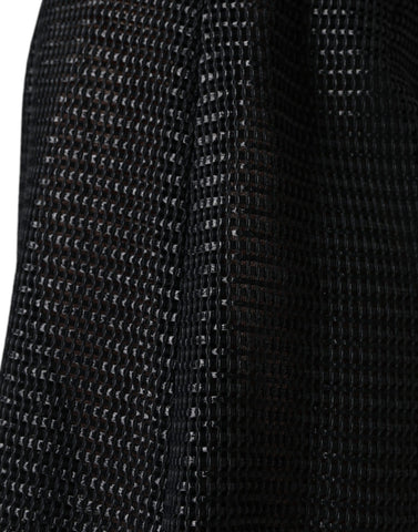 Black viscose high waist pencil skirt by Dolce & Gabbana, shown on a model, featuring a sleek, fitted silhouette.