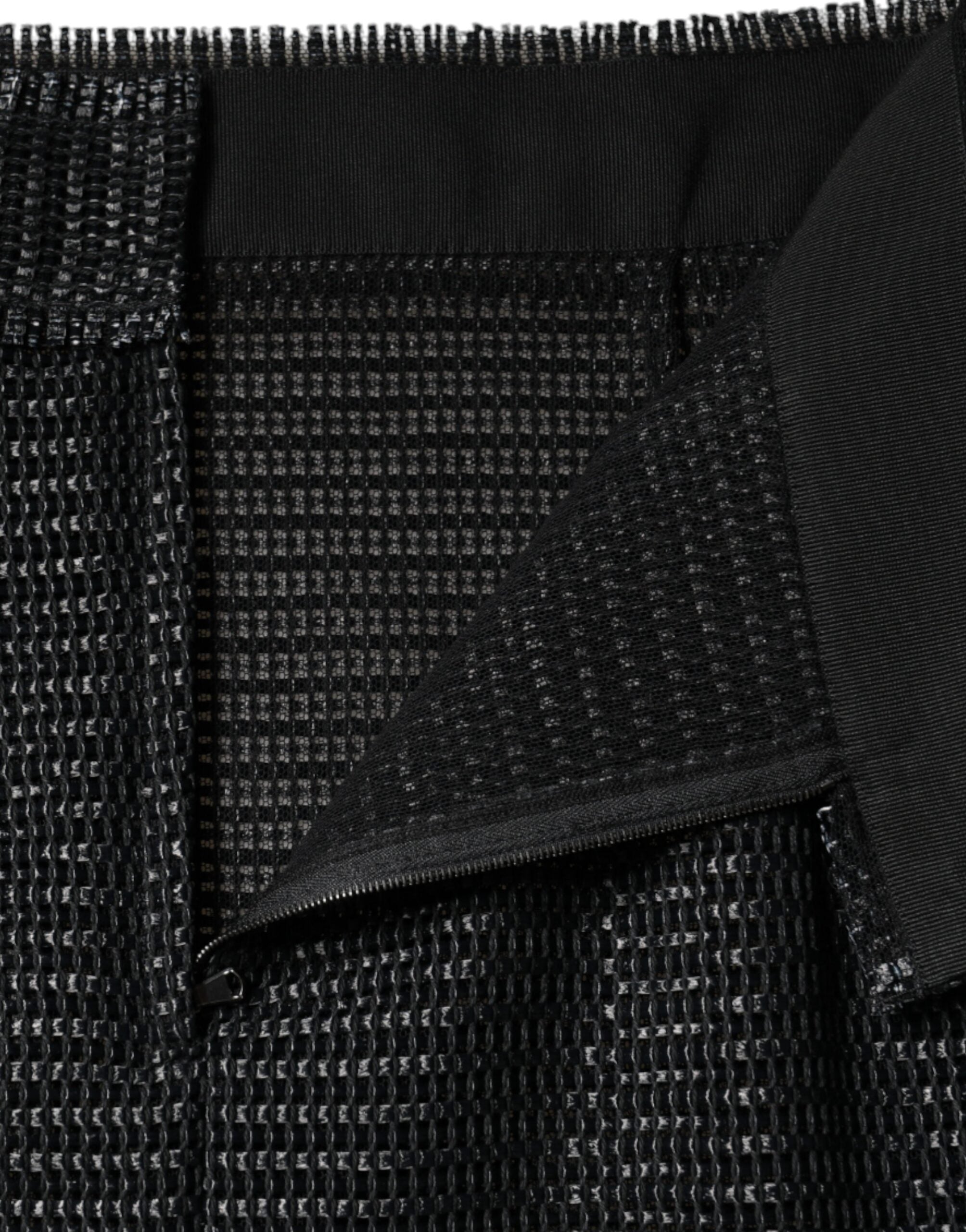 Black viscose high waist pencil skirt by Dolce & Gabbana, tailored fit with a sleek, elegant design.
