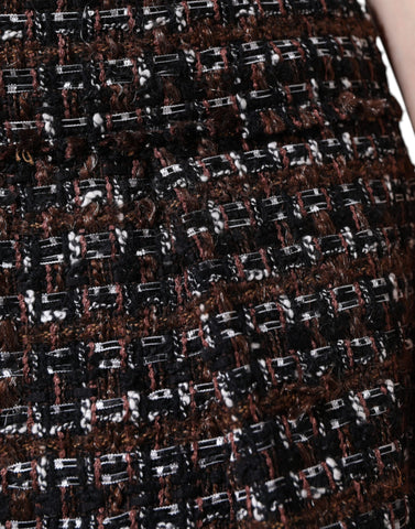 Multicolor tartan tweed high waist A-line mini skirt by Dolce & Gabbana, featuring a stylish and vibrant design.