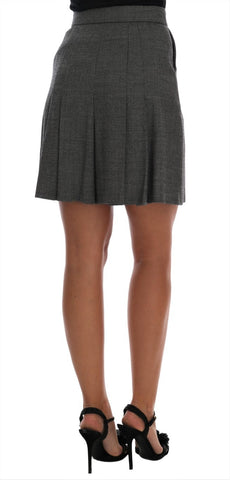 Gray wool high waist mini shorts by Dolce & Gabbana, featuring a tailored fit and stylish design.