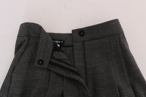Gray wool high waist mini shorts by Dolce & Gabbana, featuring a tailored fit and stylish design.