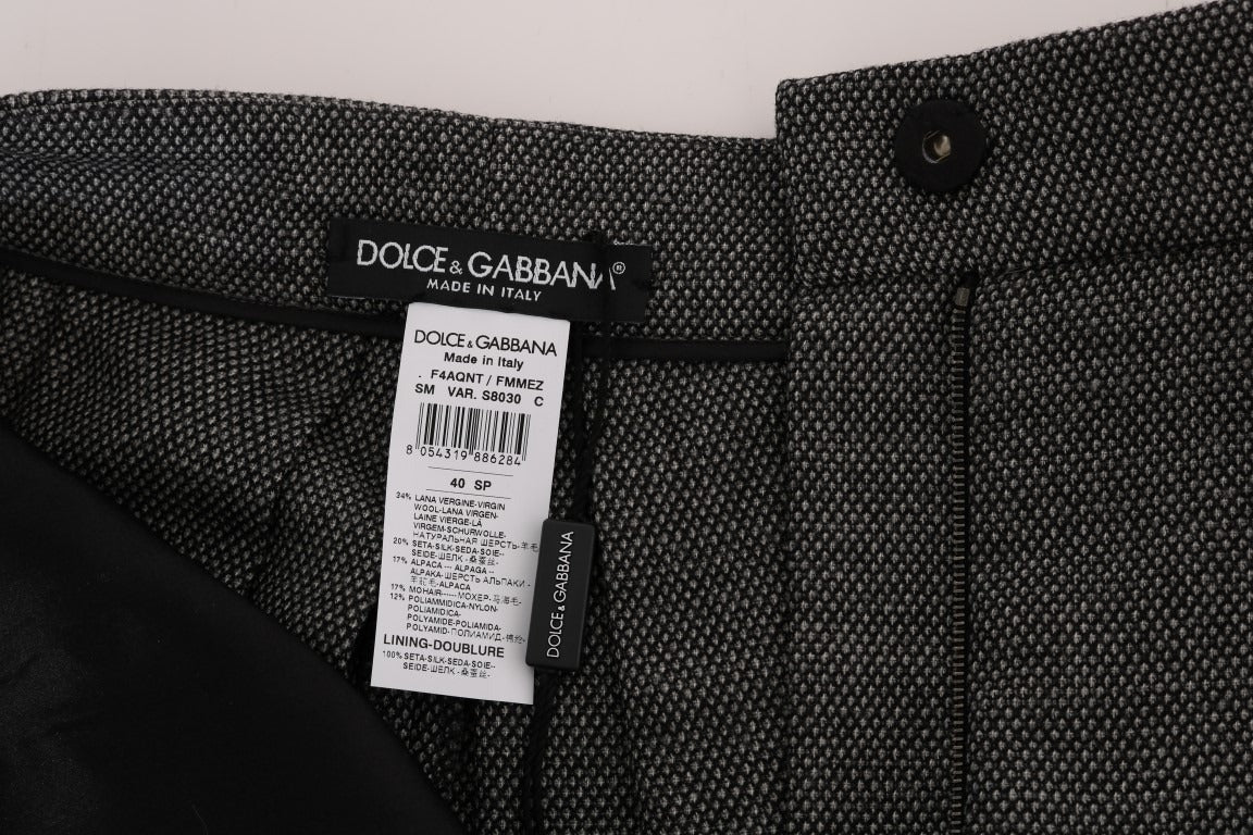 Gray wool high waist mini shorts from Dolce & Gabbana, showcasing tailored fit and stylish design with a high-rise waist.
