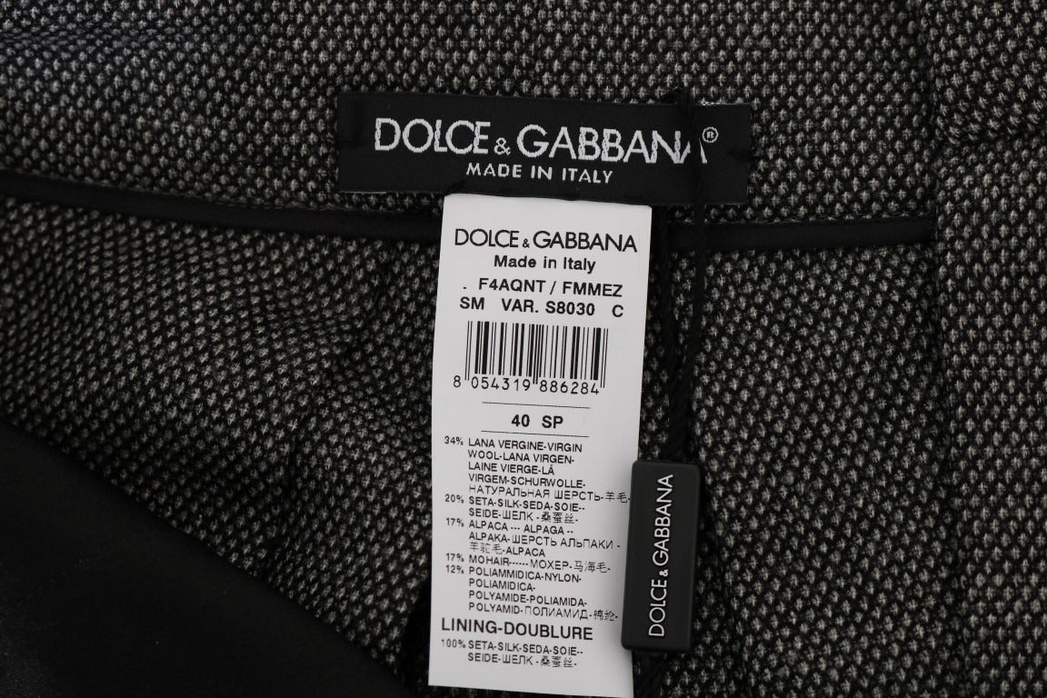 Gray wool high waist mini shorts by Dolce & Gabbana, featuring tailored fit and stylish design, displayed on a plain background.