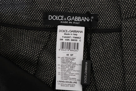 Gray wool high waist mini shorts by Dolce & Gabbana, featuring tailored fit and stylish design, displayed on a plain background.