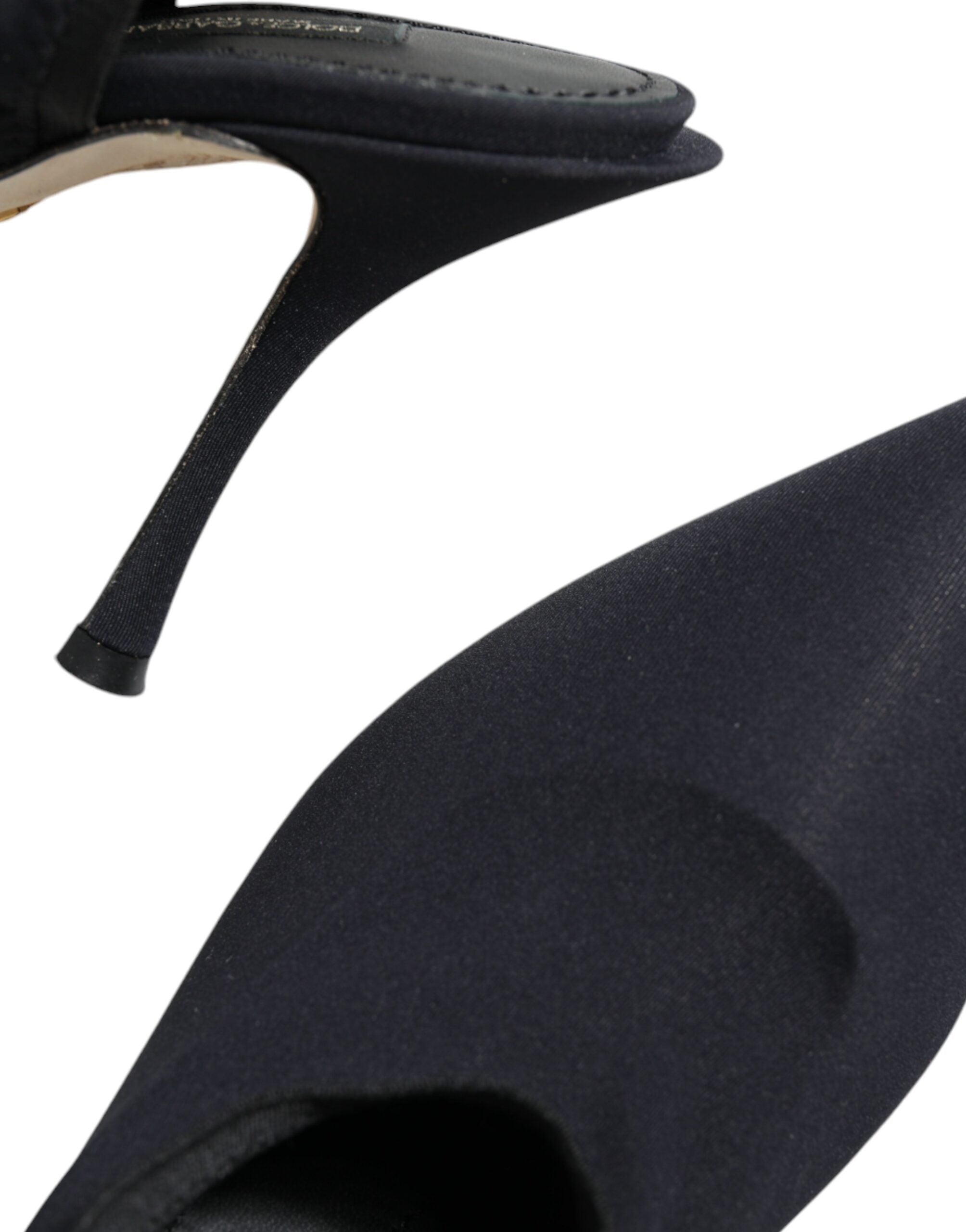 Black Jersey Stretch Heels Slingback Shoes by Dolce & Gabbana with pointed toe and elegant design, perfect for stylish occasions.