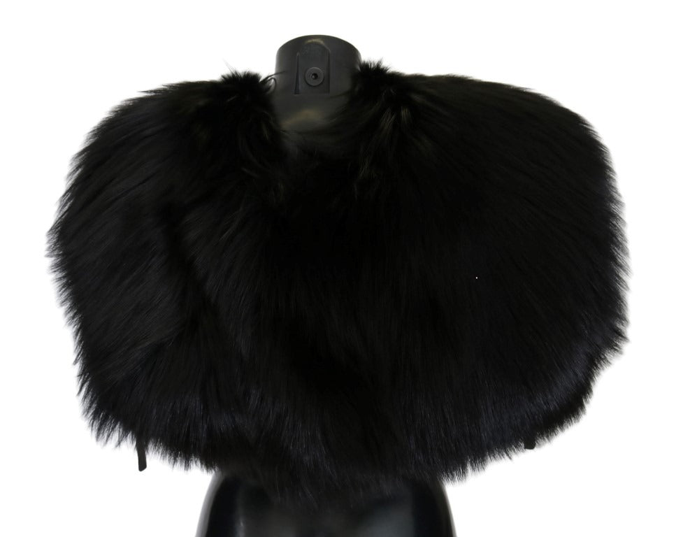 Black silver fox fur scarf by Dolce & Gabbana, featuring luxurious fur with black and silver tones, styled for elegant warmth.