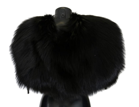 Black silver fox fur scarf by Dolce & Gabbana, featuring luxurious fur with black and silver tones, styled for elegant warmth.