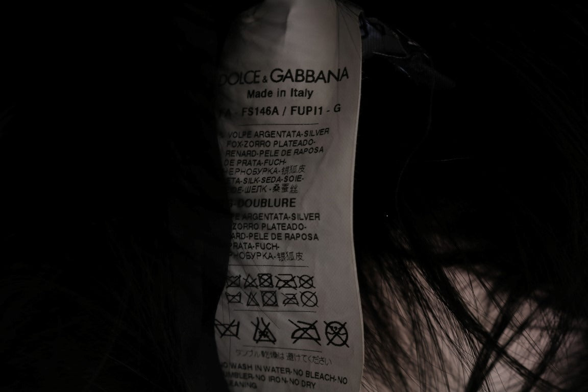 Black silver fox fur scarf by Dolce & Gabbana, featuring luxurious, soft fur with a stylish, elegant design.
