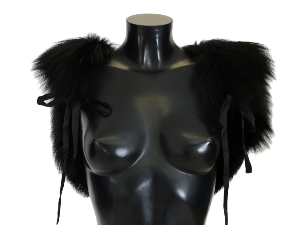 Black silver fox fur scarf by Dolce & Gabbana featuring plush, luxurious fur with a sleek, elegant design.
