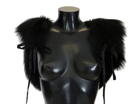Black silver fox fur scarf by Dolce & Gabbana featuring plush, luxurious fur with a sleek, elegant design.