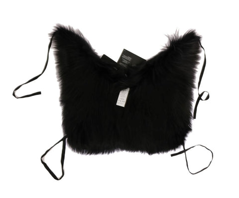 Black silver fox fur scarf by Dolce & Gabbana, showcasing luxurious soft fur with a stylish, elegant design.