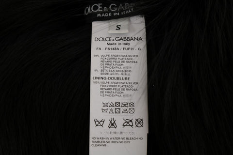 Black silver fox fur scarf by Dolce & Gabbana, showcasing luxurious soft fur with a sleek, elegant design.