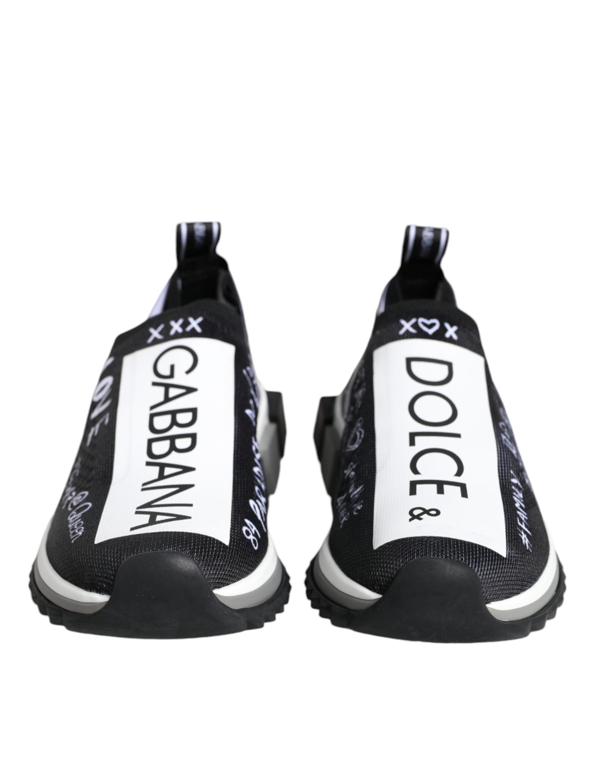 Black and white Dolce & Gabbana Sorrento low top sneakers with stylish design and white laces on a clean background.