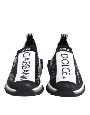 Black and white Dolce & Gabbana Sorrento low top sneakers with stylish design and white laces on a clean background.