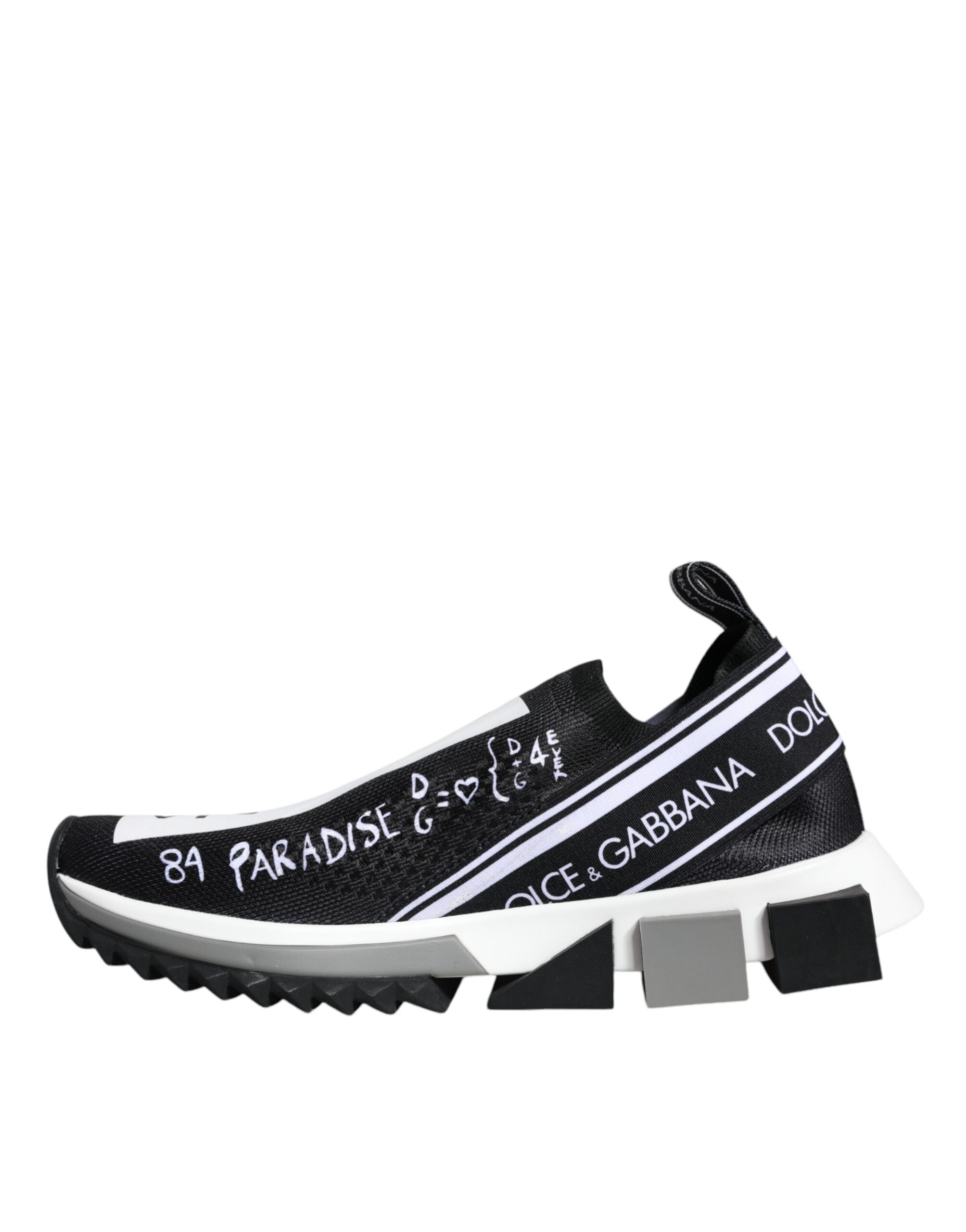 Black and white Dolce & Gabbana Sorrento low top sneakers with stylish design and laces, front view showing casual sneaker details.