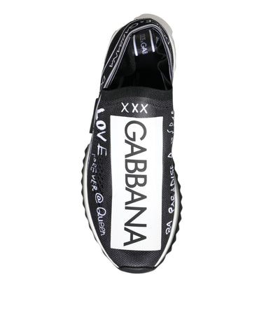 Dolce & Gabbana black and white Sorrento low top sneakers with stylish design and white laces on a plain background.