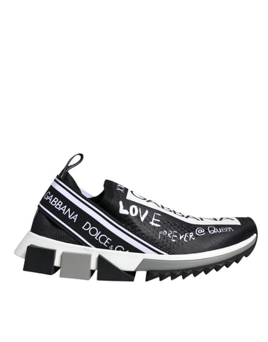 Black and white Dolce & Gabbana Sorrento low top sneakers showing stylish leather shoes with laces and rubber soles.
