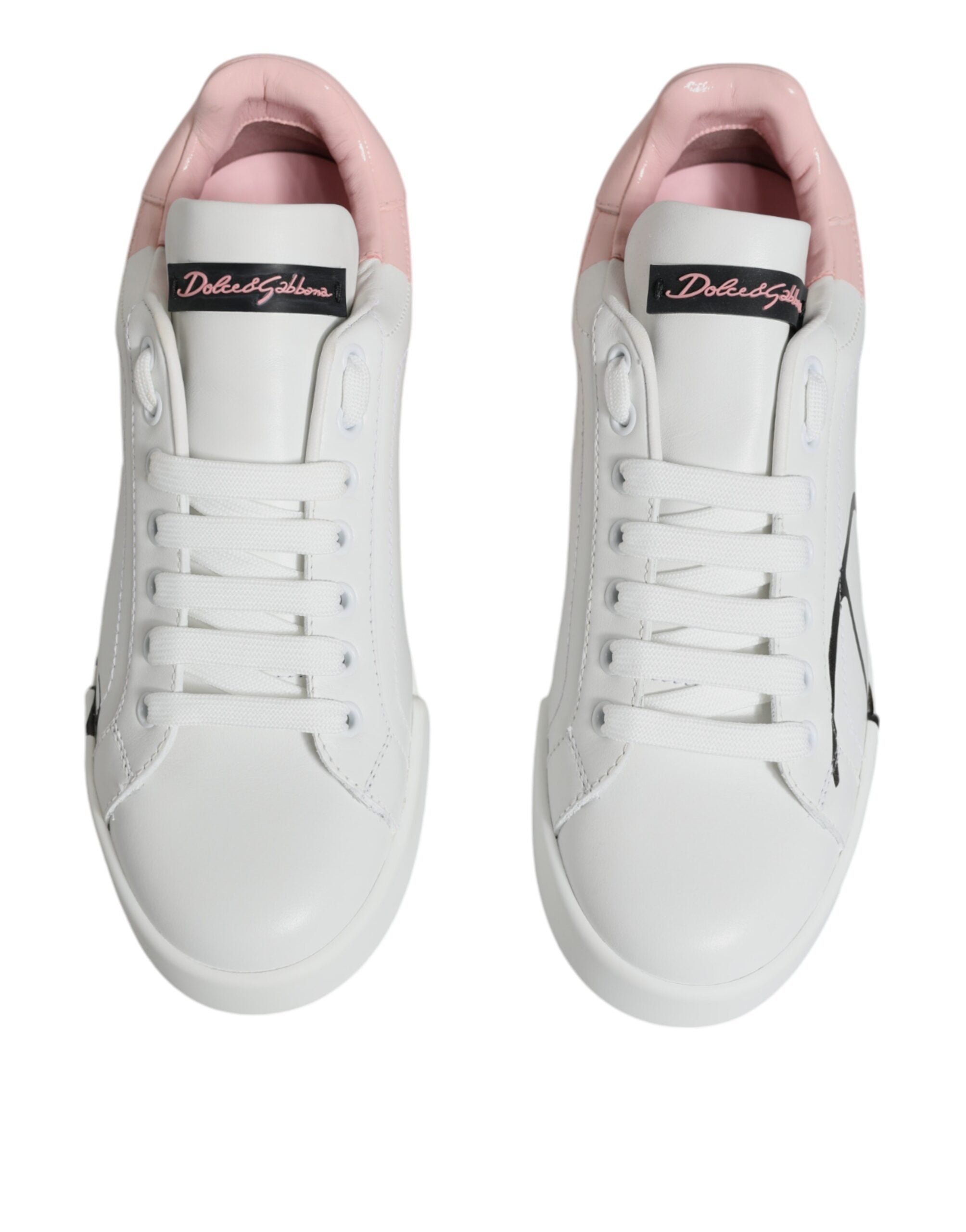 White and pink Portofino low top sneakers by Dolce & Gabbana with stylish design and casual fit.