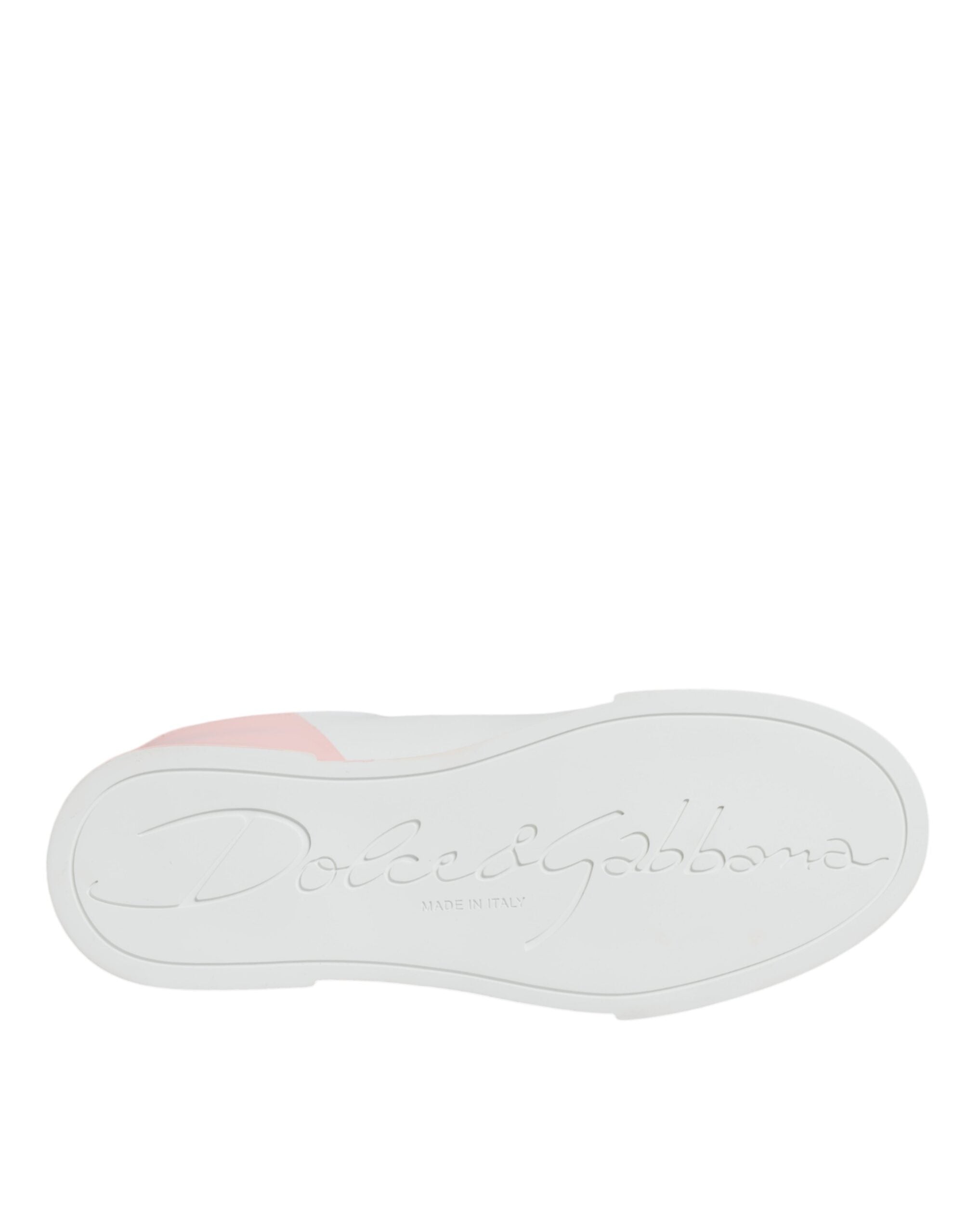 White and pink Portofino low top sneakers by Dolce & Gabbana with stylish design and laced closure.