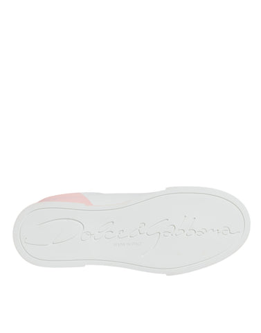 White and pink Portofino low top sneakers by Dolce & Gabbana with stylish design and laced closure.