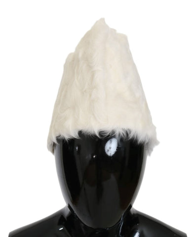 White Xiangao lamb fur beanie by Dolce & Gabbana featuring soft lamb fur and a cozy, stylish knit design.