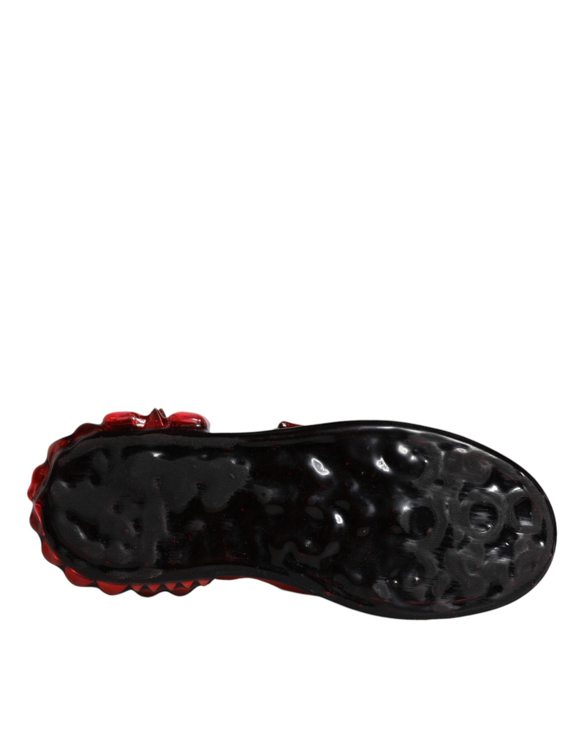 White and red crystal leather Portofino sneakers by Dolce & Gabbana with stylish design and sleek appearance.
