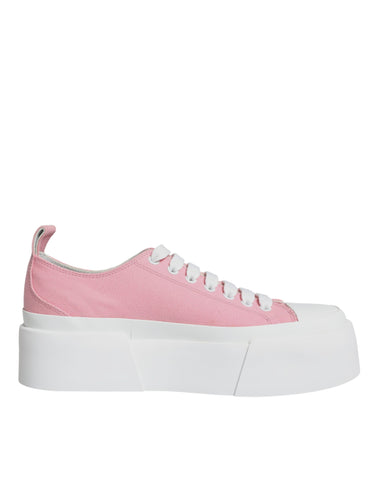 Pink and white canvas low-top sneakers from Dolce & Gabbana featuring logo accents and casual, stylish design.