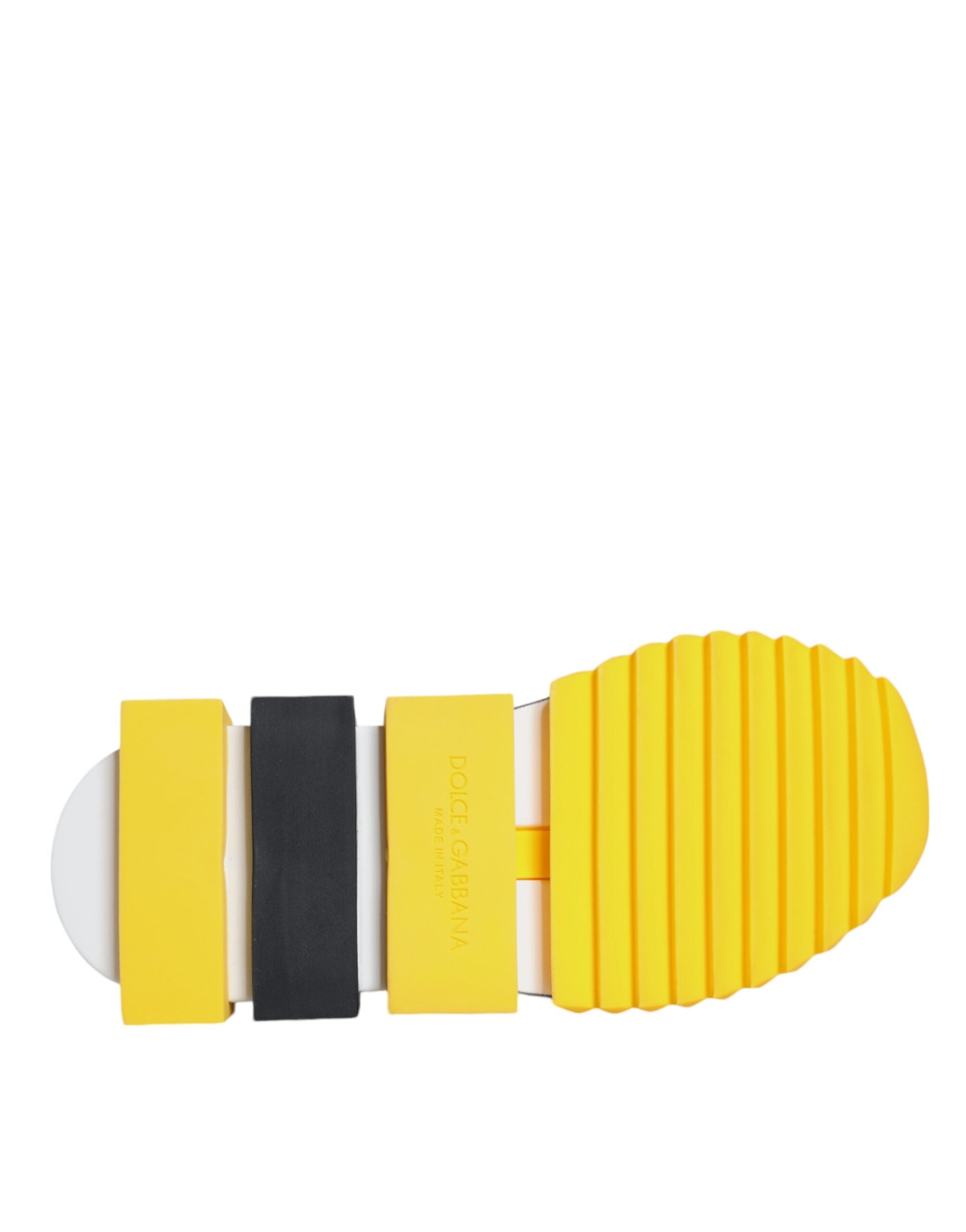 Dolce & Gabbana yellow Sorrento crystals low-top sneakers with decorative crystal embellishments and white rubber soles.