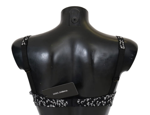 Black silk and white lace stretch underwear bra by Dolce & Gabbana, featuring delicate lace details and a smooth fit.