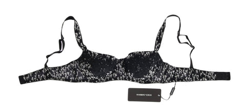 Black silk and white lace stretch underwear bra by Dolce & Gabbana, featuring delicate lace details and smooth silk fabric.