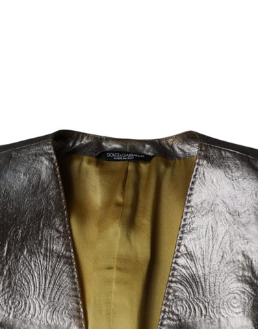 Gold Jacquard single-breasted dress blazer by Dolce & Gabbana, featuring intricate fabric pattern and tailored fit.