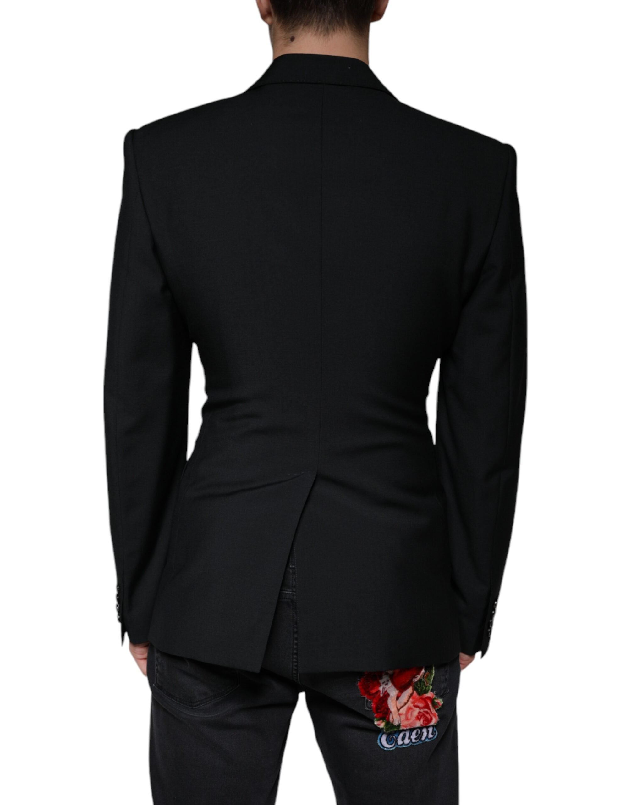 Black and white single-breasted dress blazer by Dolce & Gabbana, tailored fit with structured lapels and button closure.