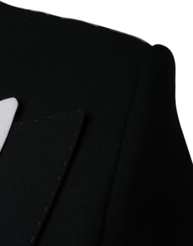 Dark Gray White Single Breasted Dress Blazer