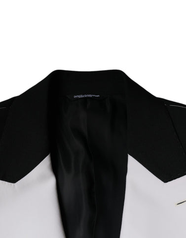 Black and white single-breasted dress blazer by Dolce & Gabbana, tailored fit with notched lapels and structured design.