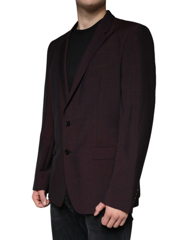 Dolce & Gabbana Bordeaux wool single-breasted dress blazer, tailored fit with notch lapels and button closure, front pockets visible.