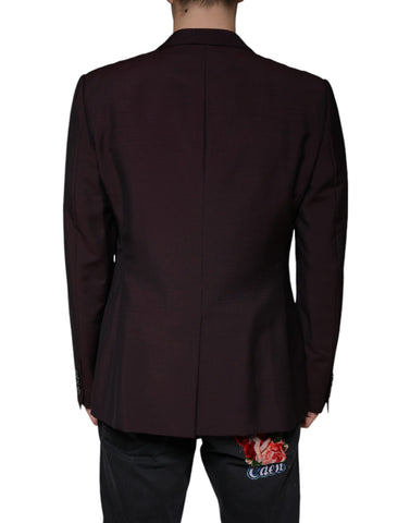 Bordeaux wool single-breasted dress blazer by Dolce & Gabbana, showing tailored fit and classic lapel detail.