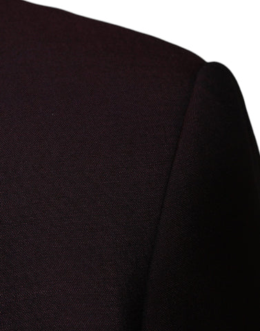 Dolce & Gabbana Bordeaux wool single-breasted dress blazer on a hanger, showcasing tailored fit and classic style.