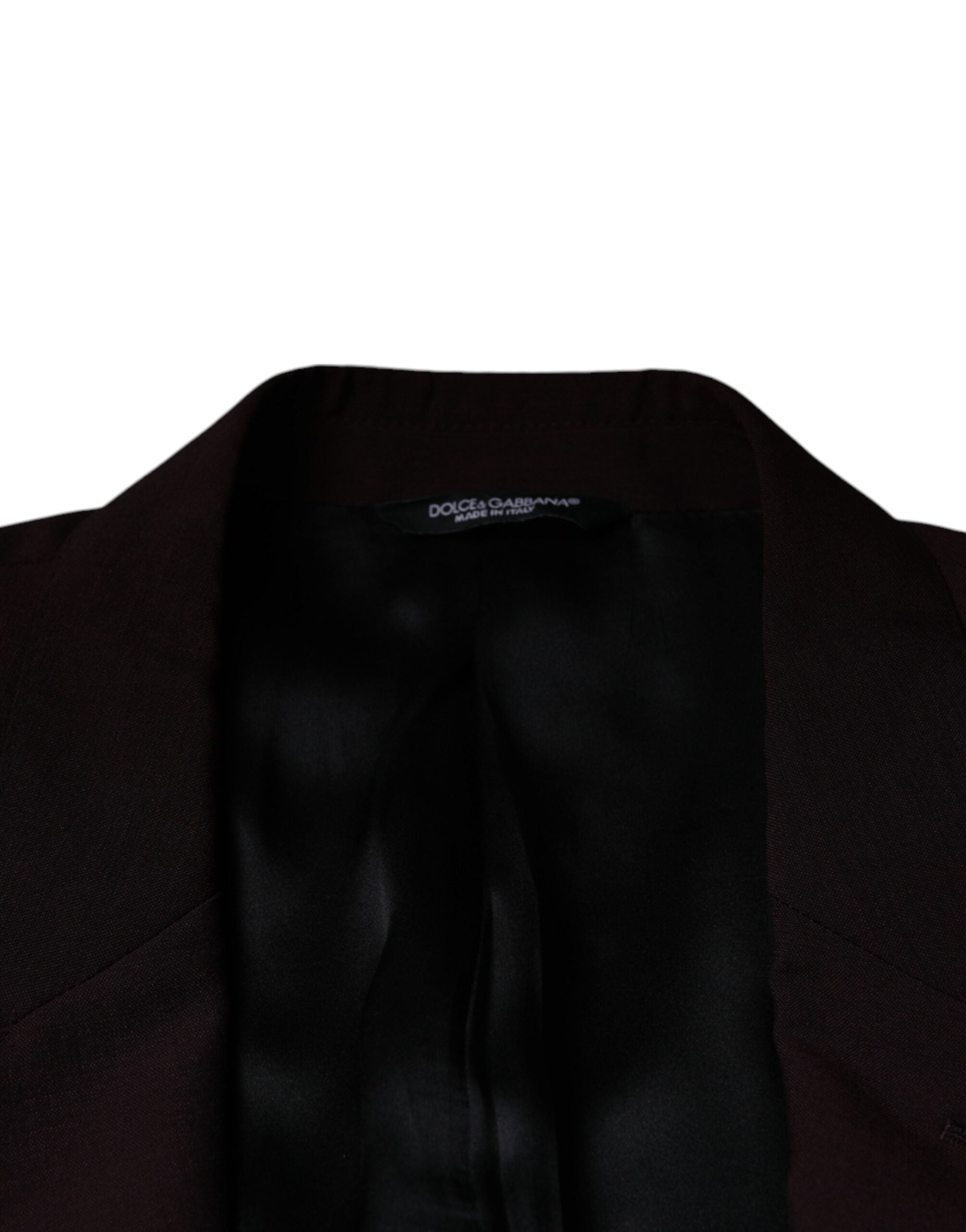 Bordeaux wool single-breasted dress blazer by Dolce & Gabbana, tailored fit with notch lapels and button closure.