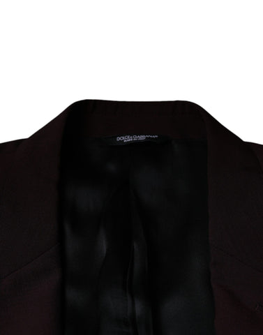 Bordeaux wool single-breasted dress blazer by Dolce & Gabbana, tailored fit with notch lapels and button closure.